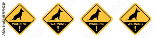 beware of dog warning sign set
