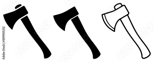 axe tool hatchet vector icon set
