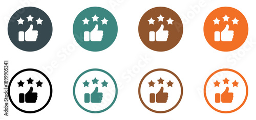 thumb up star rating icon set