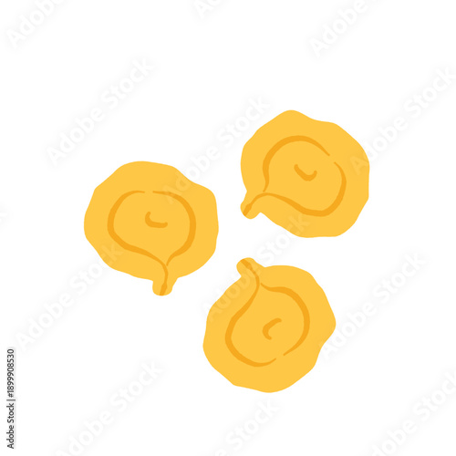 Set of different pasta types. Vector illustration of cute elements in flat cartoon style