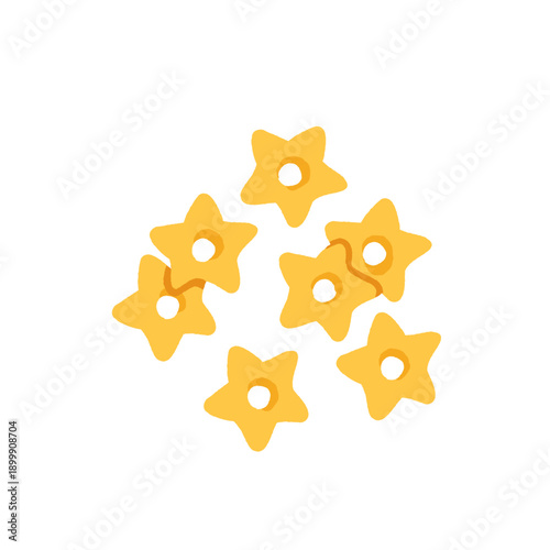 Set of different pasta types. Vector illustration of cute elements in flat cartoon style