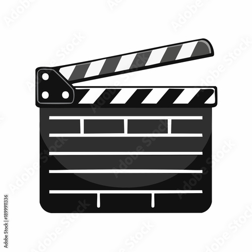 Simple black movie clapper board icon for film and cinema production