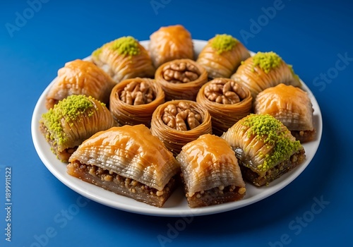 Wallpaper Mural A plate of traditional Middle Eastern baklava dessert Torontodigital.ca