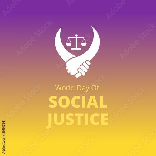 World day of social justice, 20th February awareness post for social media with large justice scale vector illustration .Social justice day banner ,poster, templet.