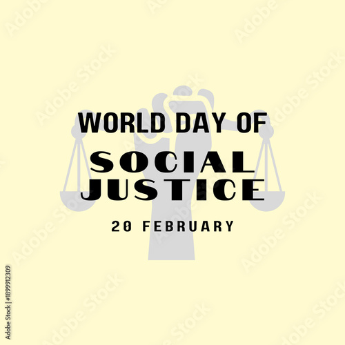 World day of social justice, 20th February awareness post for social media with large justice scale vector illustration .Social justice day banner ,poster, templet.