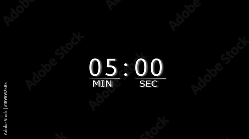 Abstract counting timer animation. Counting timer from 0 to 59 minutes animation.