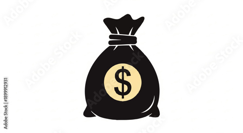 Black Money Bag with Dollar Sign.