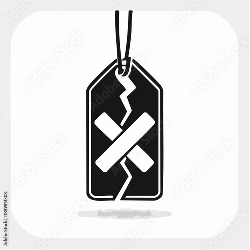 Broken Price Tag Icon Symbol for Canceled Sale or Invalid Price