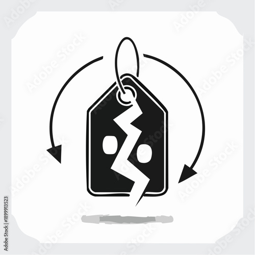 Broken Price Tag Icon Symbol for Canceled Sale or Invalid Price