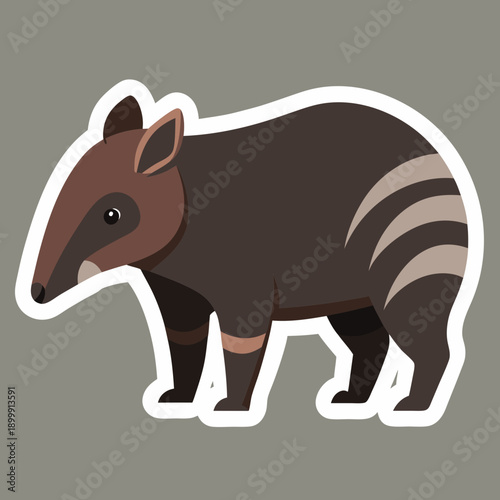 Stylized cartoon vector image of a Malayan tapir