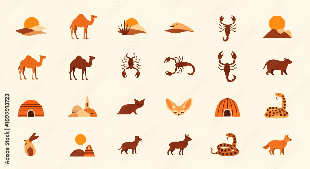 Obraz premium Collection of Various Desert Animal Illustrations.