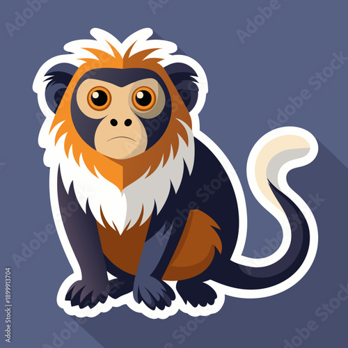 Cute cartoon monkey sitting down looking directly forward stock image