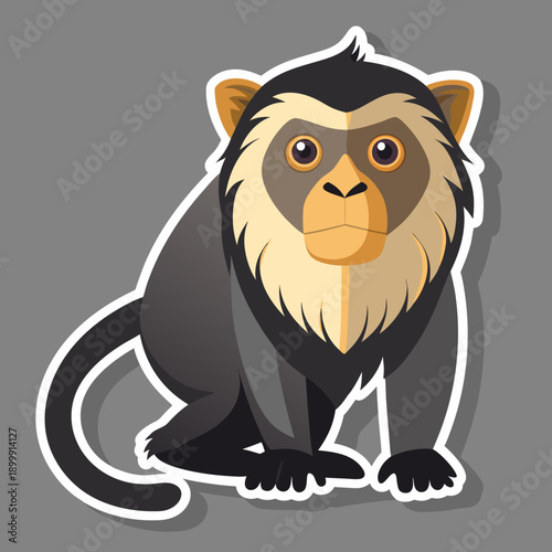 Embracing Vector Monkey Artwork: An Adorable Lion-Tailed Macaque