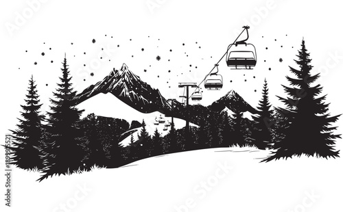 ski resort vector illustration