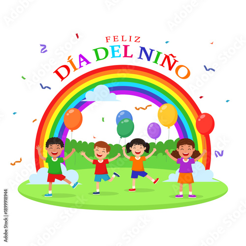 Vector illustration of Happy Spain Children's Day social media template