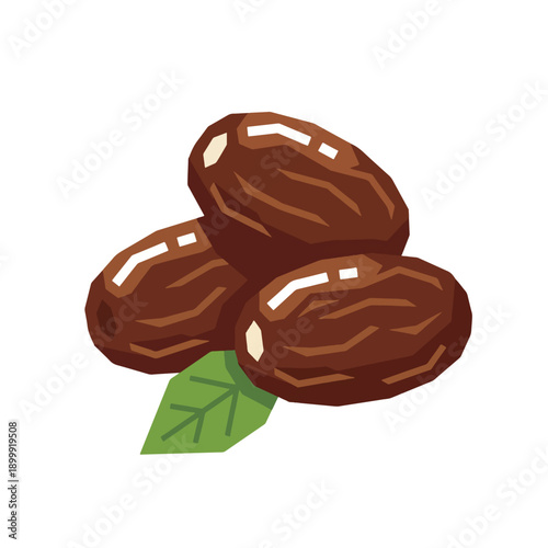 Pile of Sweet Dried Dates Kurma Fruit Flat Vector, Ramadan Iftar Fasting Food Essential Symbol Illustration