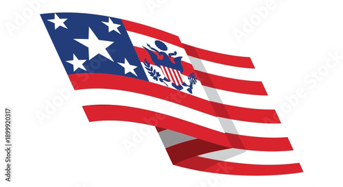 Stylized American Flag Waving with Presidential Seal - Patriotic Graphic