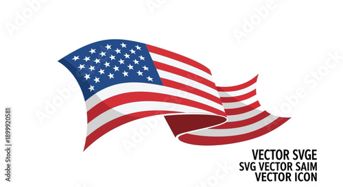 Waving American Flag Vector Illustration - USA Patriotism
