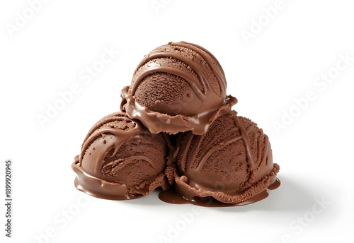 Chocolate ice cream isolated on a white background