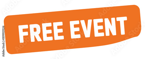 Bright orange banner advertises a free event with bold white lettering