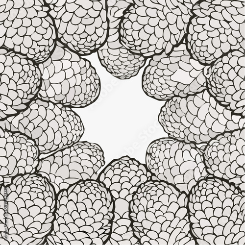 Close up of many brown pinecones filling the frame, a warm, autumnal seasonal background texture