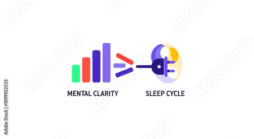 Mental Clarity and Sleep Cycle Connection Icon. Conceptual Illustration of Brain Health, Cognitive Function, and Restful Performance Link.