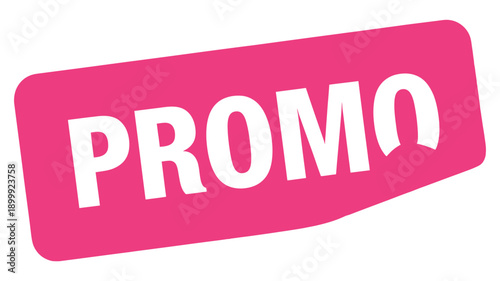 Pink promo label with white text on a plain white background