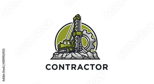 Drilling rig and gear logo for contractor business.