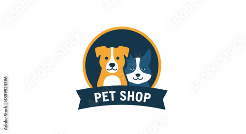 Cute Pet Shop Logo Featuring Two Adorable Dogs.