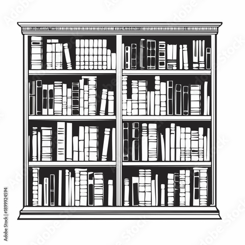 Detailed view of bookshelves filled with vintage books in a dimly lit antique library, showing texture and aged materials.