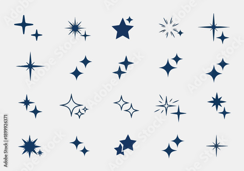 Abstract geometric star and sparkle burst graphic elements collection