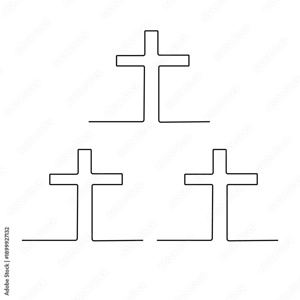 Obraz premium Continuous one line drawing of Christian cross good Friday vector illustration 