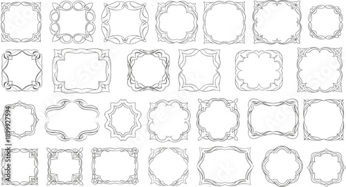 Collection of Decorative Ornate Vintage Style Empty Frames and Borders Keywords: frame, border, ornate, vintage, decorative