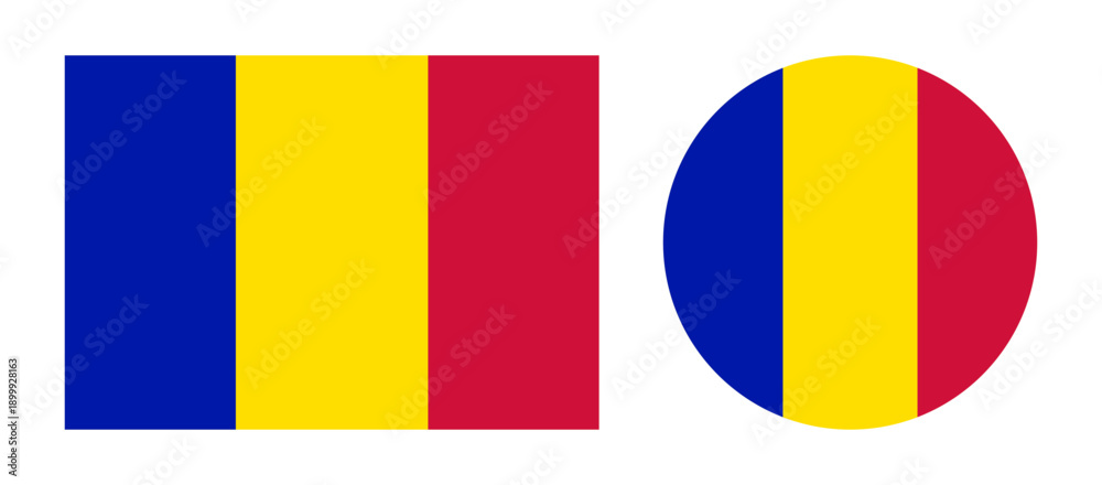Fototapeta premium Andorra civil flag and ensign. Flag of Andorra rectangle, circle badges. Andorra flag round, rectangular banner, icon set.