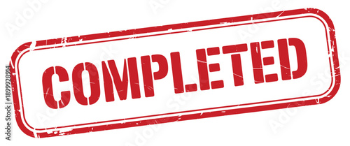 Red rubber stamp displaying the word completed in bold capital letters