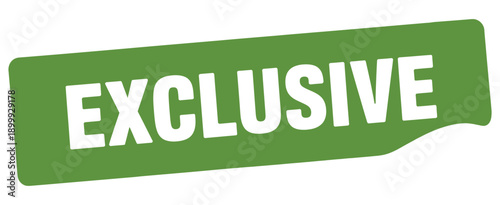 Green banner with the word exclusive written in large white letters