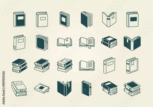 Books Publishing Icons Set Vector Illustration