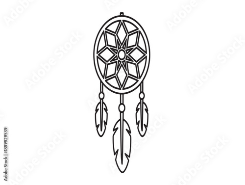 Native american dreamcatcher with feather design