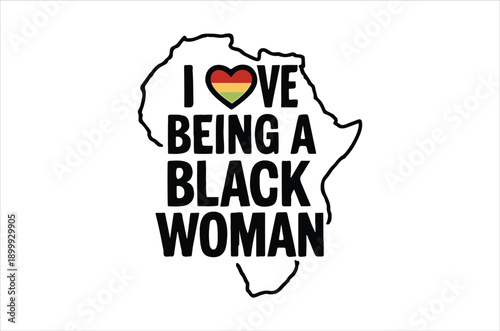 An illustration featuring the african continent with text celebrating black womanhood