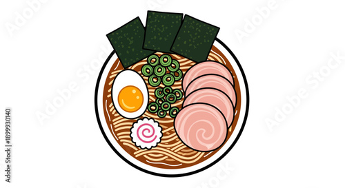 Delicious bowl of ramen with toppings and ingredients