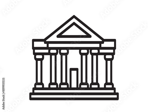 Minimalist black and white ancient greek temple vector