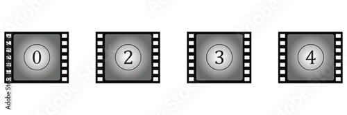 Vintage Film Countdown Vector Set – Retro Cinema Movie Timer Frames from 9 to 0 with Classic Filmstrip
 Design for Video Intro and Motion Picture Projects