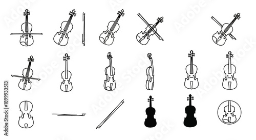 Collection of Violin Illustrations and Accessories.
