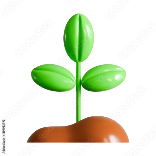 3d sprout plant vector icon seedling illustration isolated