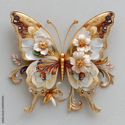 Elegant floral butterfly artwork high resolution photo