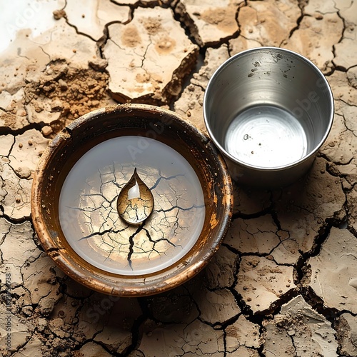 Dry soil water drop concept high resolution photo