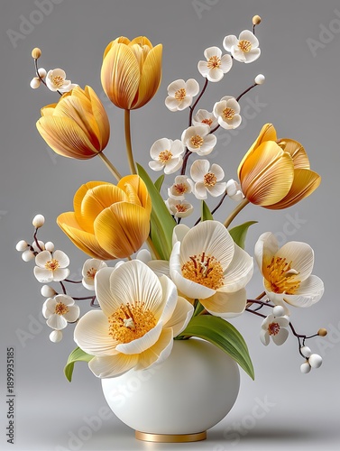 Elegant floral vase arrangement high resolution photo
