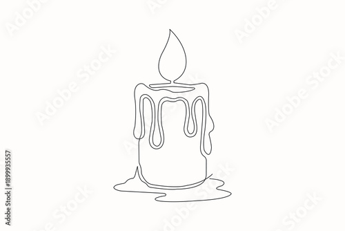 Candle minimal continuous line art isolated outline