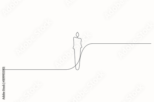 Candle abstract continuous line minimalist design illustration