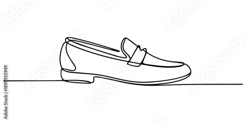 leather loafer continuous one line drawing, Continuous line drawing formal shoe with gear symbol design. vector illustration, Continuous line drawing of loafers shoes. Illustration for beauty and pro.
